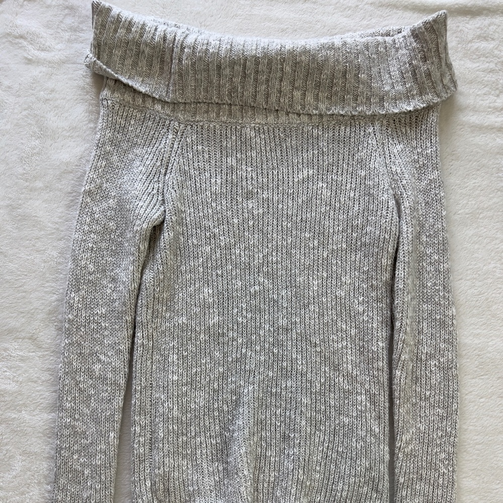 Grey Cowl Neck Off-the-Shoulder Top